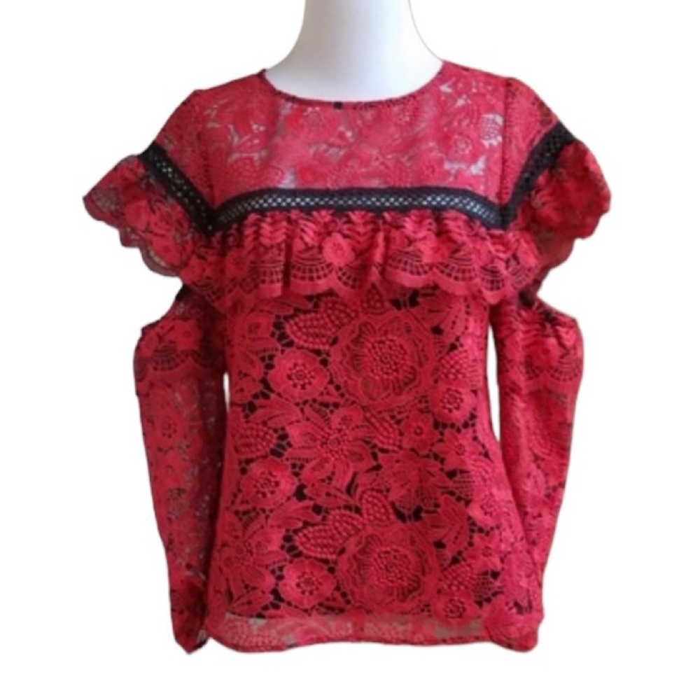 Red Carter Lace Cut Out Blouse